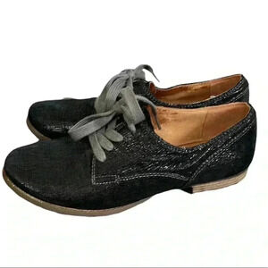 Naya Tiber Oxford Black Metallic Lace Up Flats Size 5.5